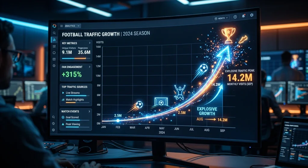 FIFA World Cup 2026 niche SEO traffic growth chart football